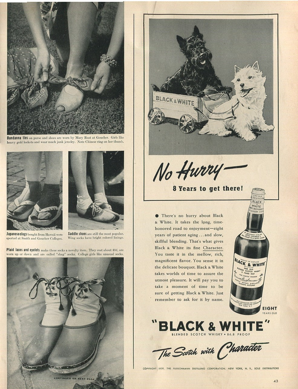 Antique Black & White Blended Scotch Whiskey Advertisements – Set of 10 (1930s–1950s) – Original Vintage Ads