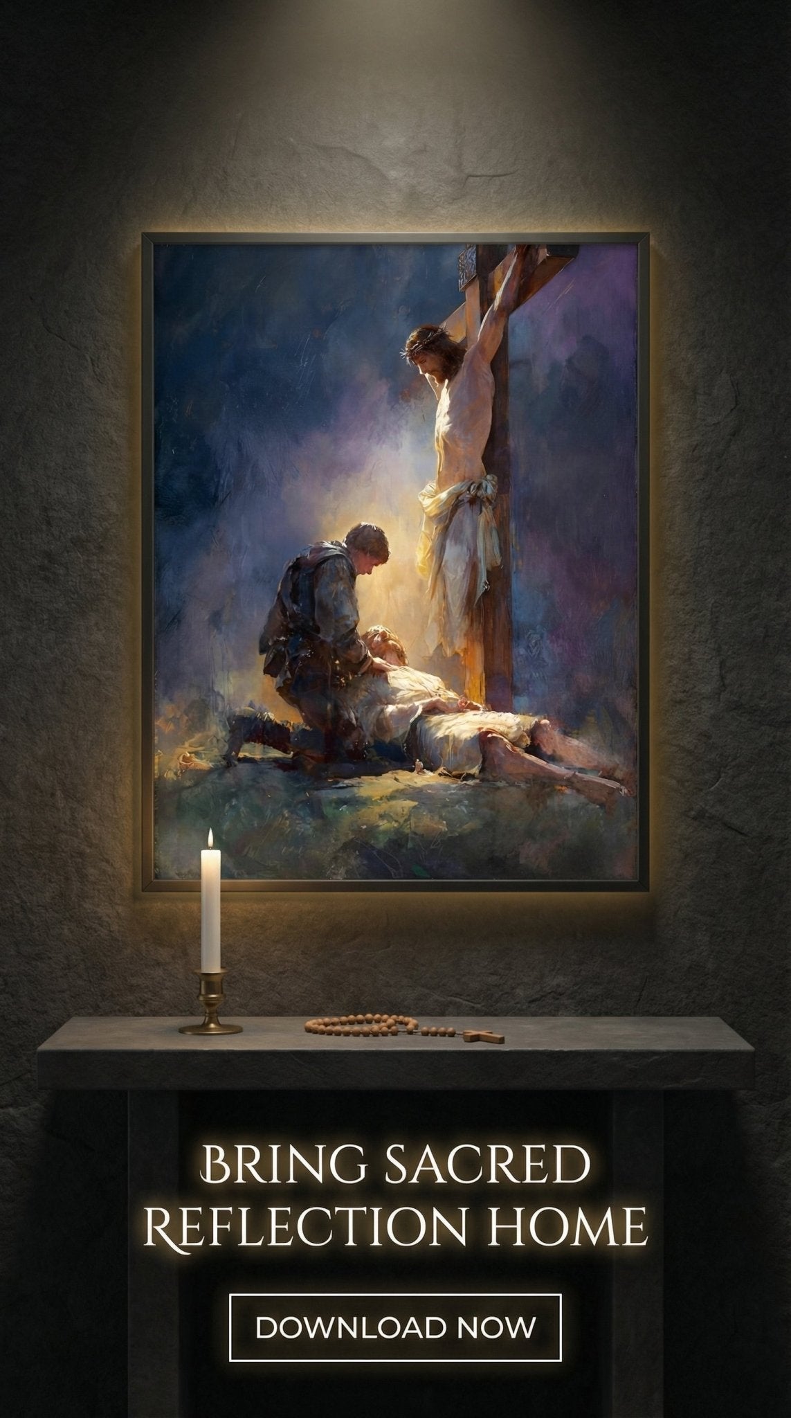 11th Station of the Cross - Jesus Is Nailed to the Cross - 8in x 10in Matted to 11in x 14in in Black Mats - Chesapeake Farms LLC - Gourmet Jams/Jellies & Coffee - Original Artworks - Antiques