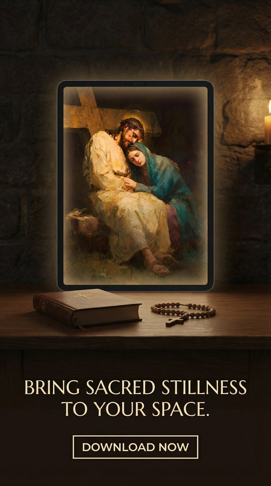 13th Station of the Cross - Jesus Is Laid in the Tomb - 8in x 10in Matted to 11in x 14in in Black Mats - Chesapeake Farms LLC - Gourmet Jams/Jellies & Coffee - Original Artworks - Antiques