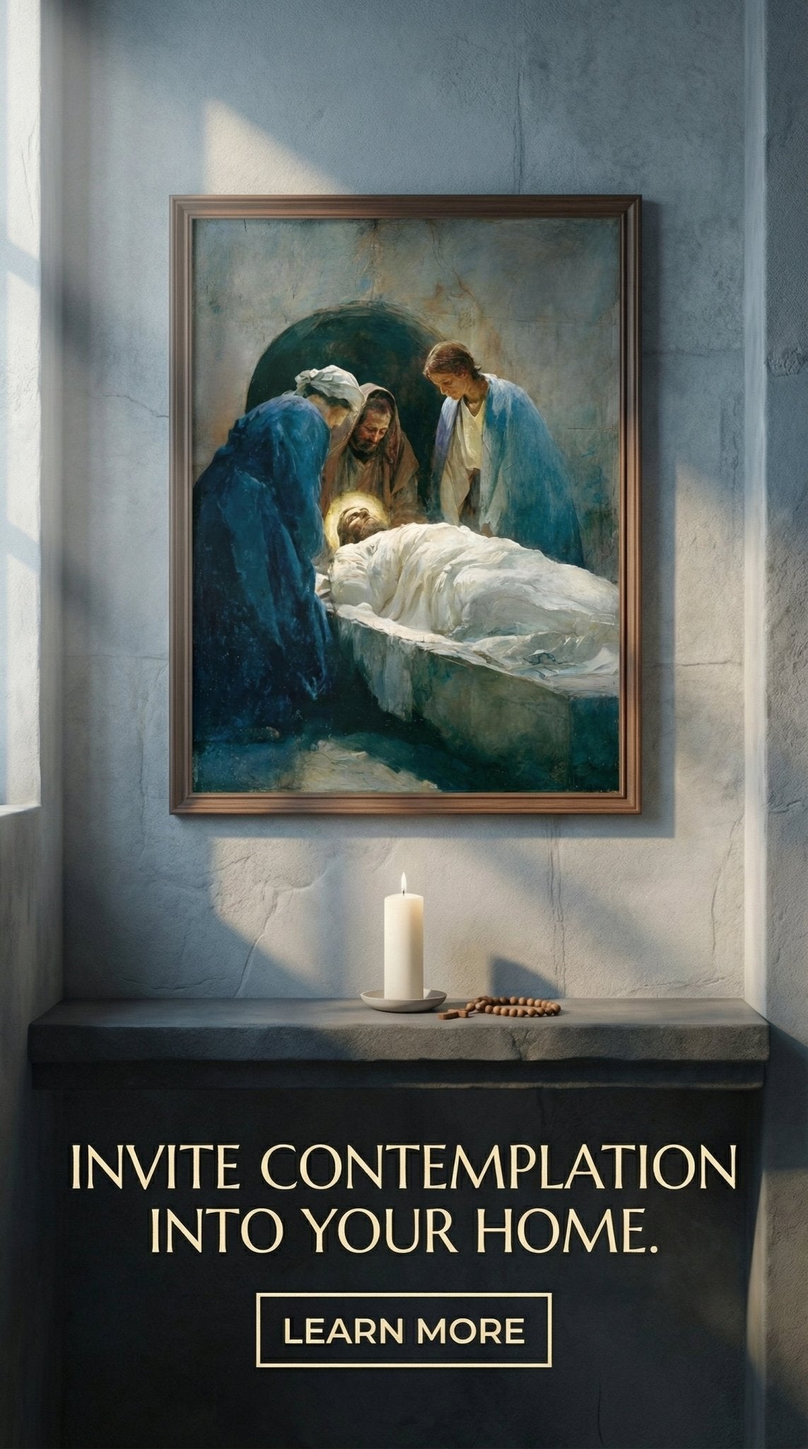 14th Station of the Cross - Jesus Is Laid in the Tomb - 8in x 10in Matted to 11in x 14in in Black Mats - Chesapeake Farms LLC - Gourmet Jams/Jellies & Coffee - Original Artworks - Antiques