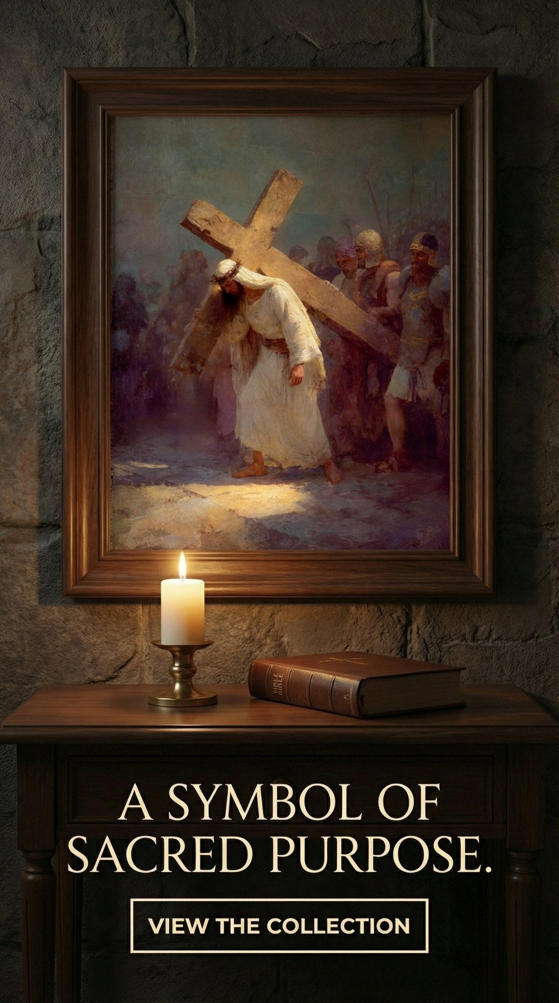 2nd Station of the Cross - Jesus Takes Up His Cross - Watercolor Art - 8in x 10in Matted to 11in x 14in - Black Mats - Chesapeake Farms LLC - Gourmet Jams/Jellies & Coffee - Original Artworks - Antiques