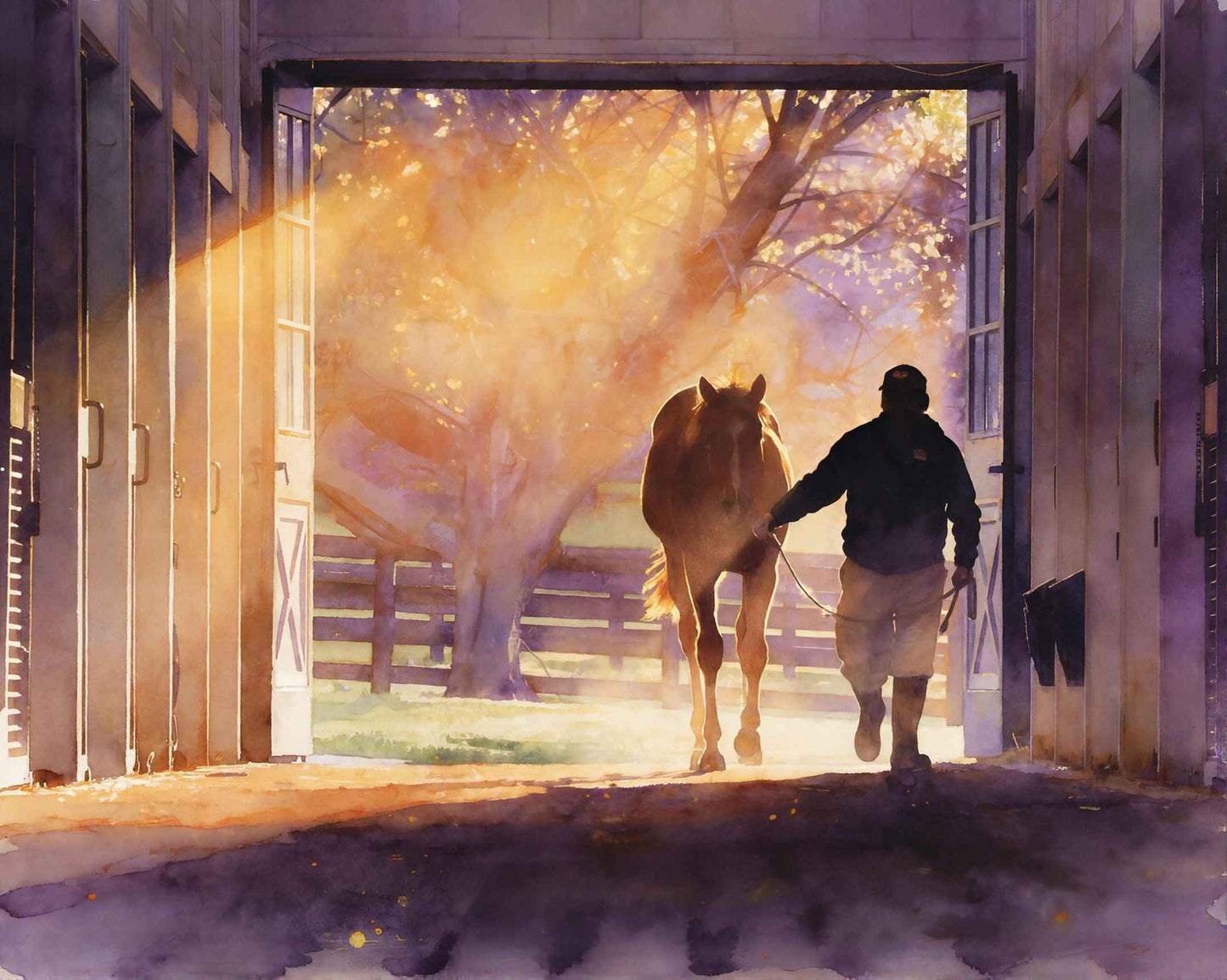 A Quiet Morning Ritual - Watercolor Horse Equine Portrait Print - Heavy Cardstock - Matte Print
