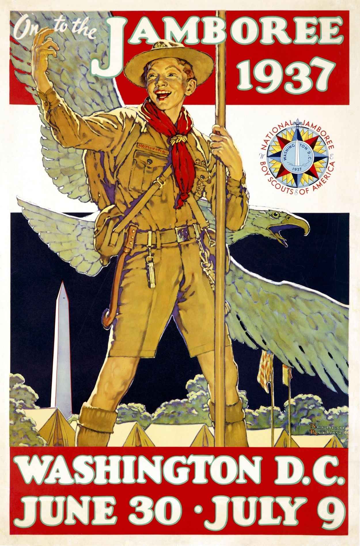 1937 Boy Scouts National Jamboree Poster – Washington D.C. - Norman Rockwell Print - Heavy Cardstock - Matte Print