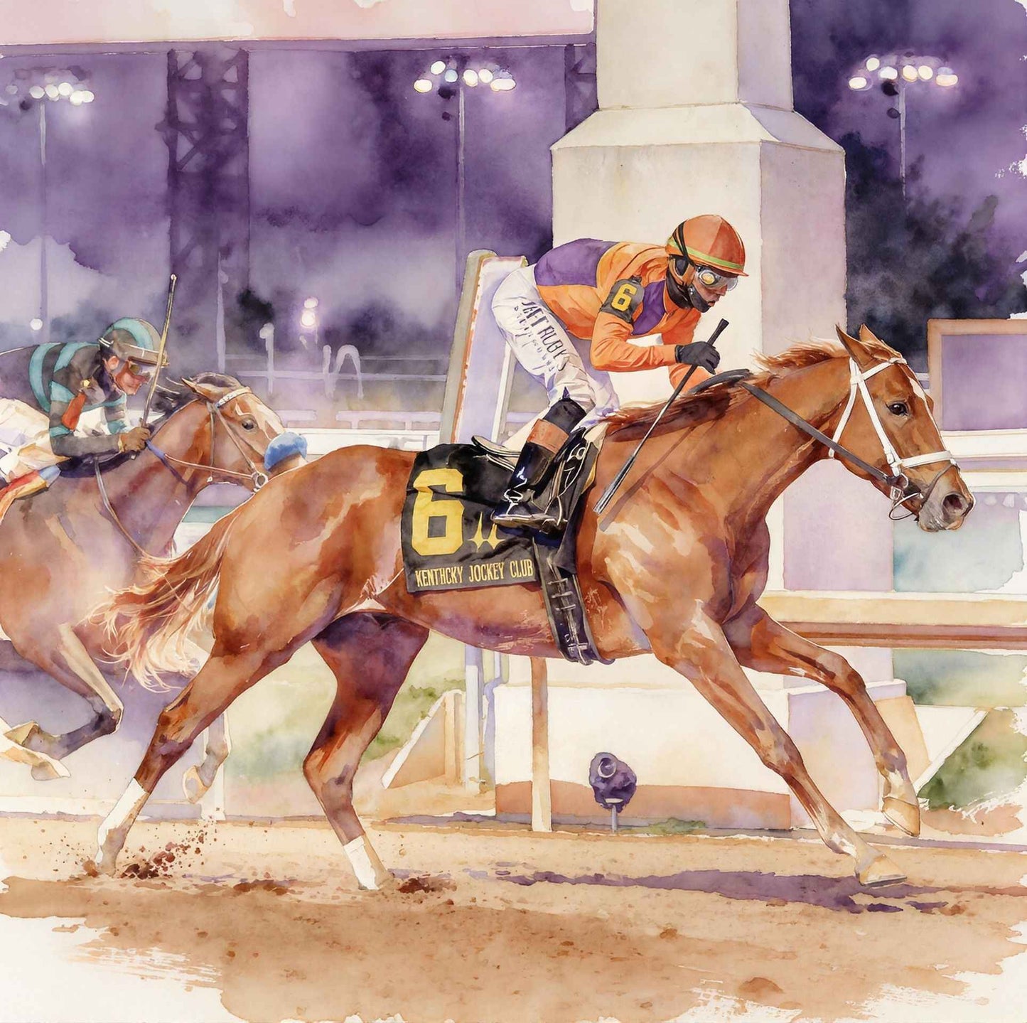 Chasing Victory - Watercolor Horse Equine Portrait Print - Heavy Cardstock - Matte Print
