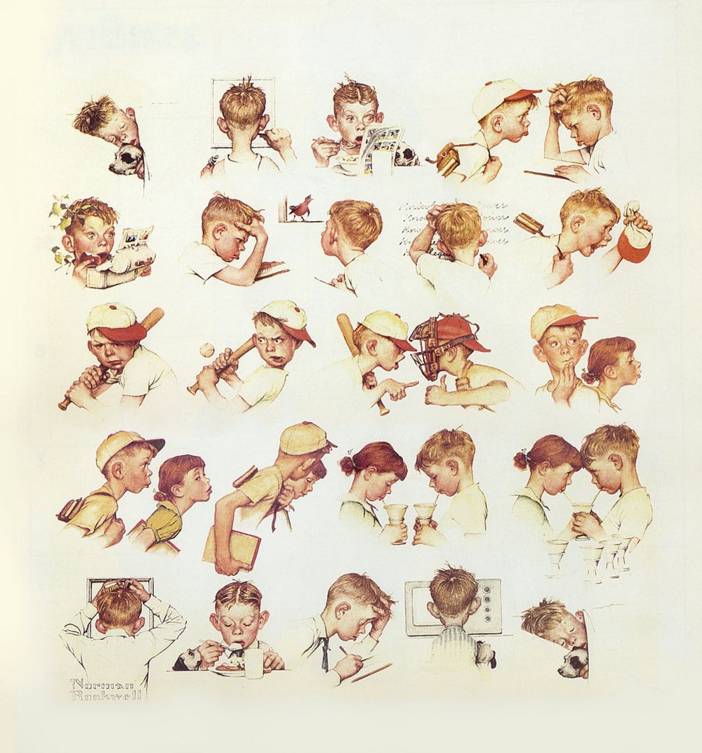 A Day In The Life Of A Little Boy 1952 - Norman Rockwell Print - Heavy Cardstock - Matte Print
