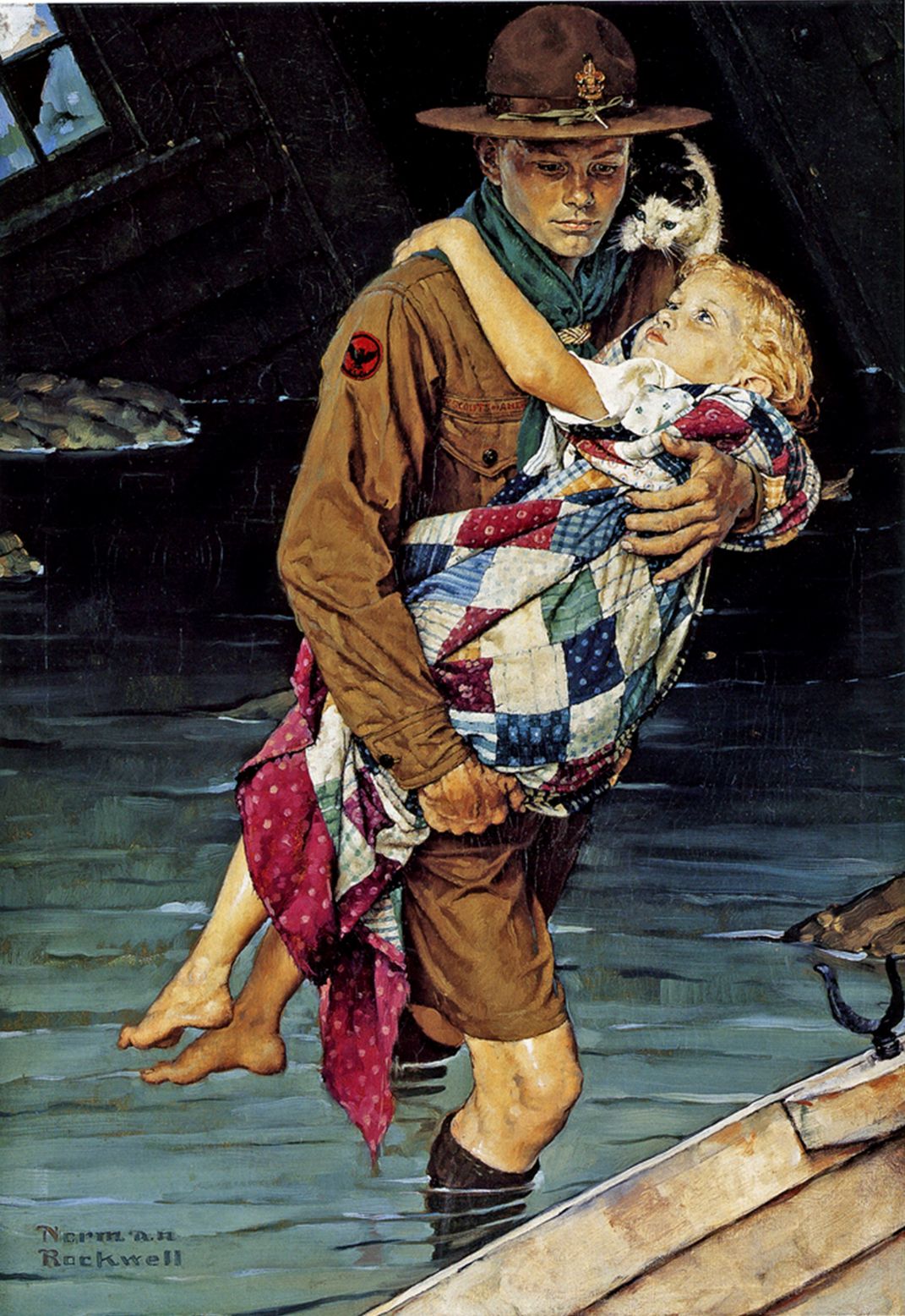 A Scout Is Helpful 1941 - Boy Scouts - Norman Rockwell Print - Heavy Cardstock - Matte Print