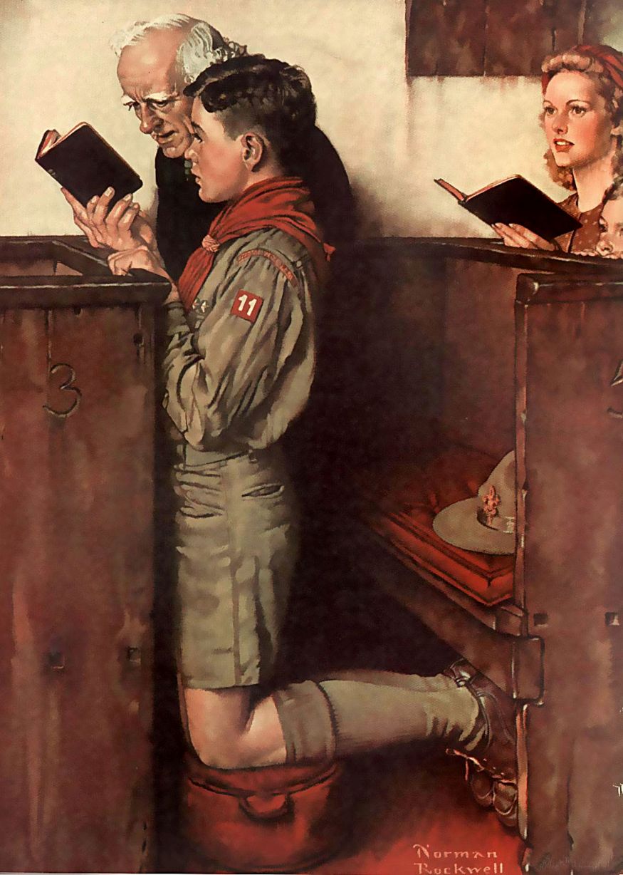 A Scout Is Reverent 1940 - Boy Scouts - Norman Rockwell Print - Heavy Cardstock - Matte Print