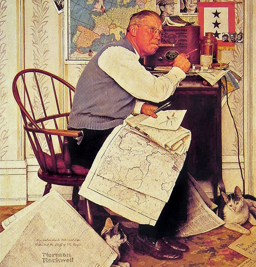 Armchair General 1944 - Norman Rockwell Print - Heavy Cardstock - Matte Print
