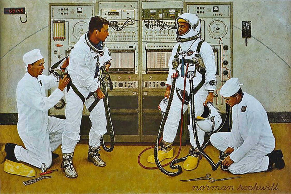 Astronauts 1965 - Norman Rockwell Print - Heavy Cardstock - Matte Print