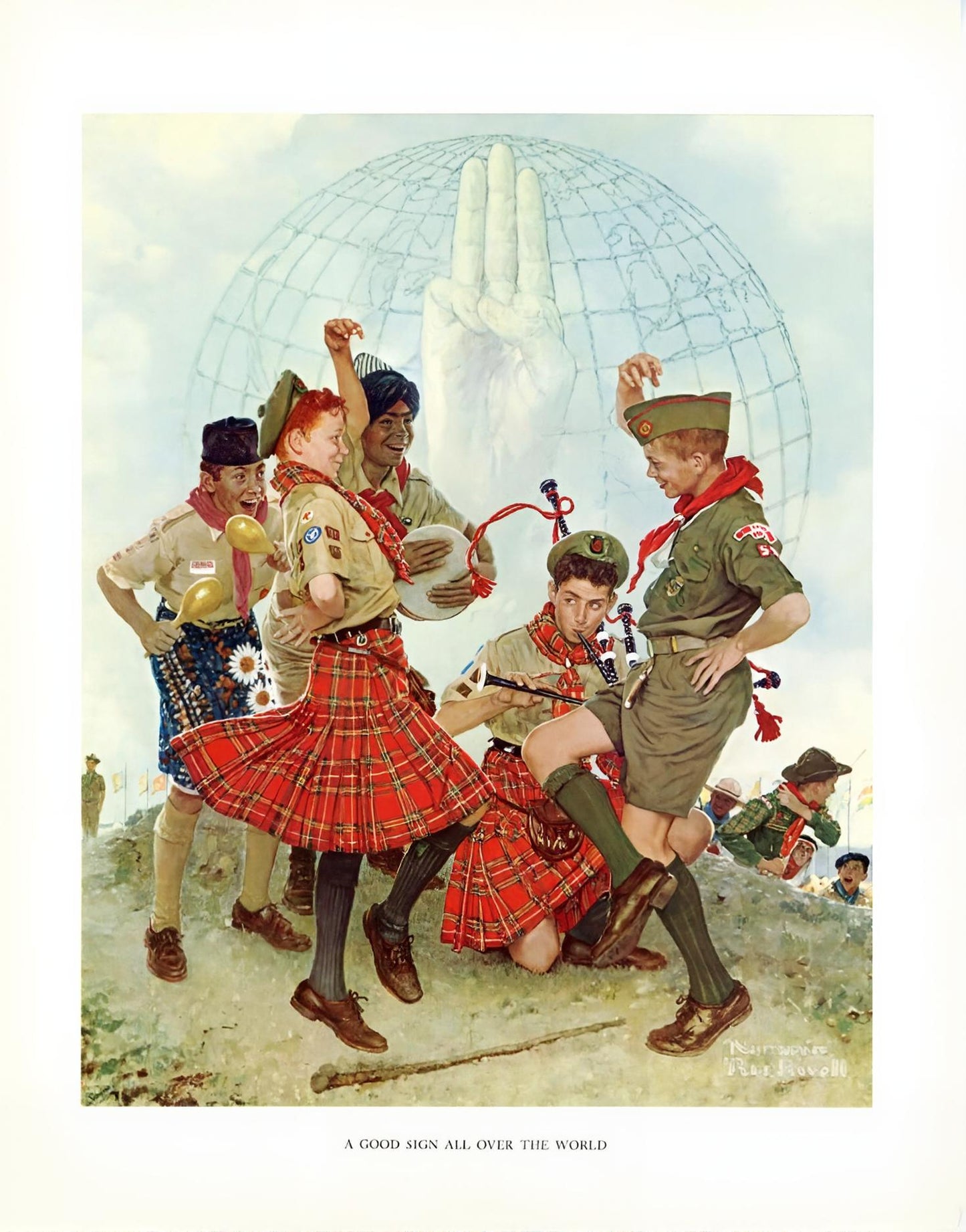 A Good Sign All Over The World 1966 - Boy Scout - Norman Rockwell Print - Heavy Cardstock - Matte Print