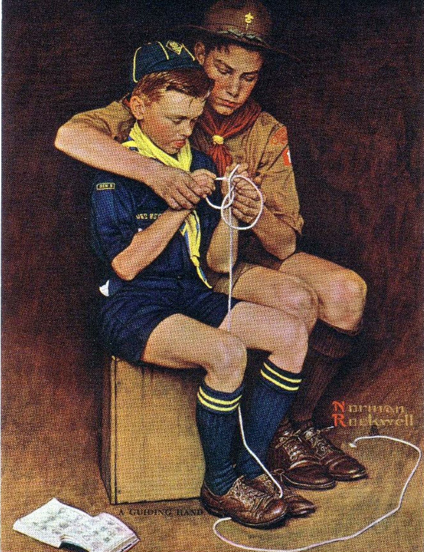 A Guiding Hand 1946 - Boy Scout - Norman Rockwell Print - Heavy Cardstock - Matte Print