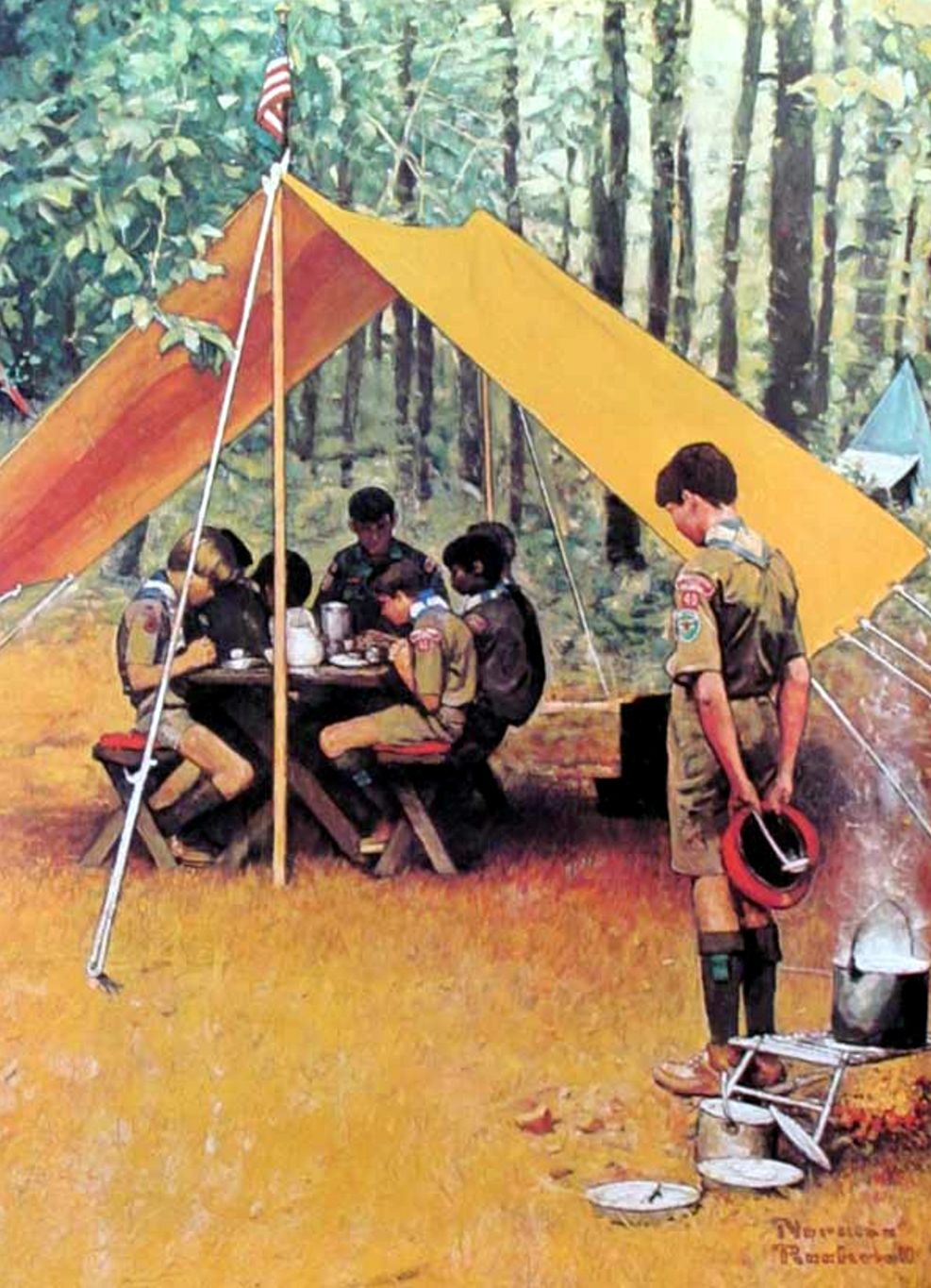 Blessing The Meal 1974 - Boy Scout - Norman Rockwell Print - Heavy Cardstock - Matte Print