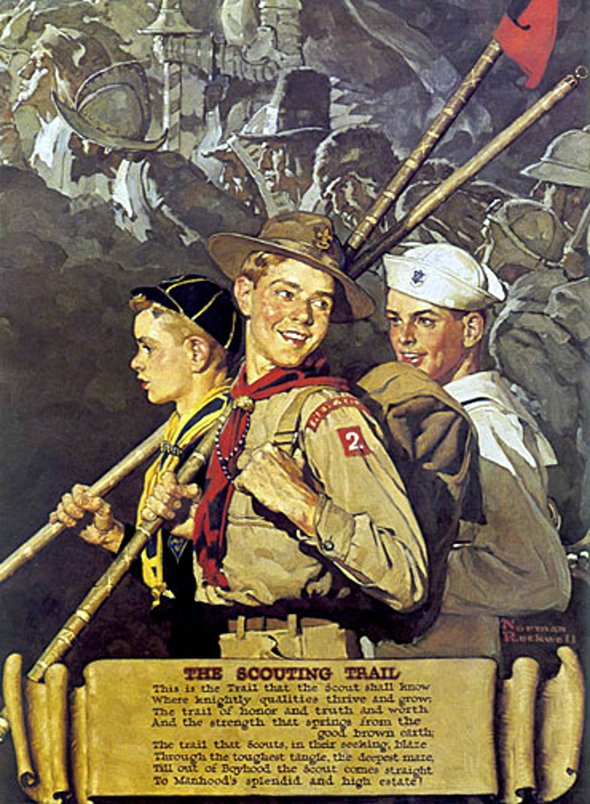 The Scouting Trail 1939 - Boy Scout - Norman Rockwell Print - Heavy Cardstock - Matte Print