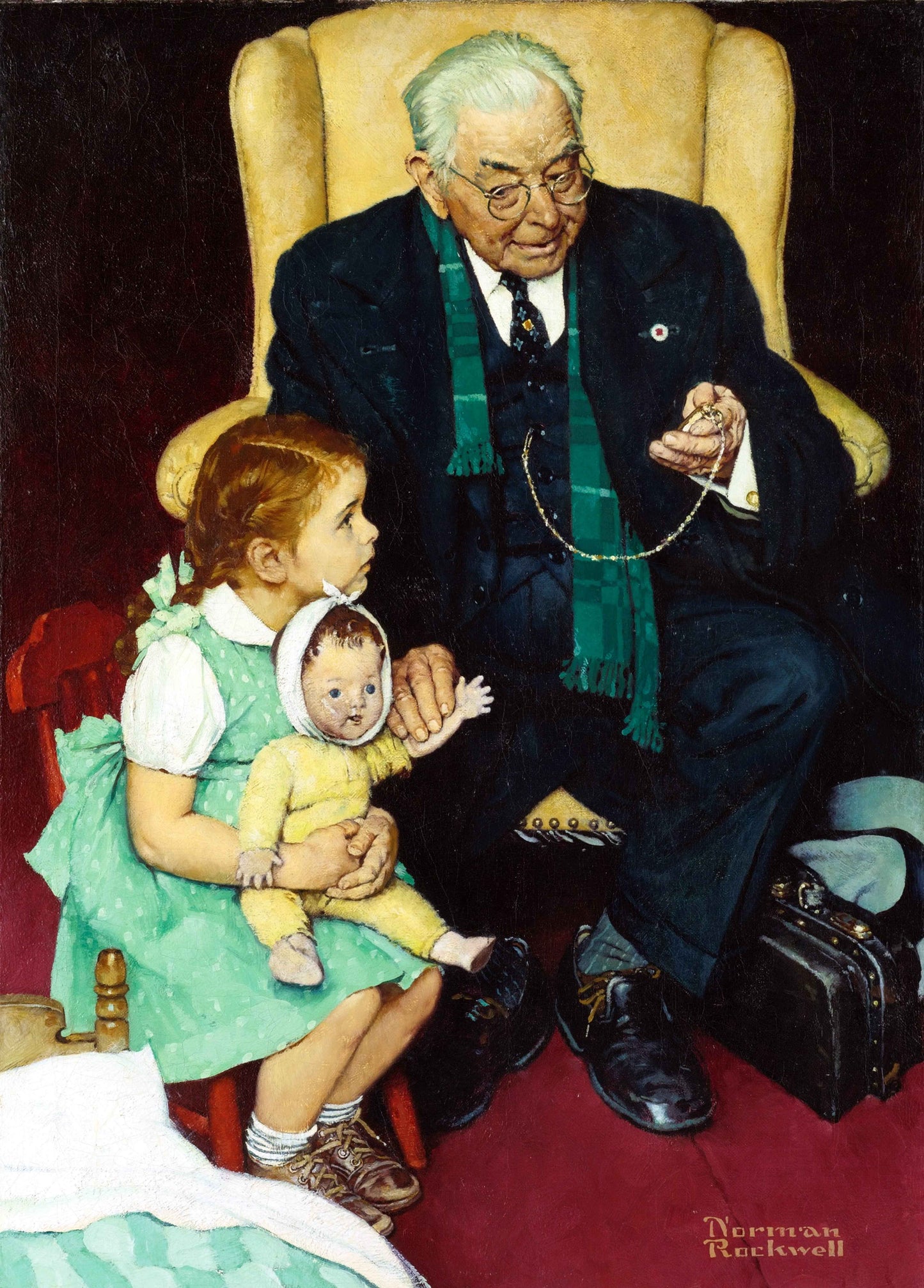 Checking The Doll's Pulse 1929 - Norman Rockwell Print - Heavy Cardstock - Matte Print