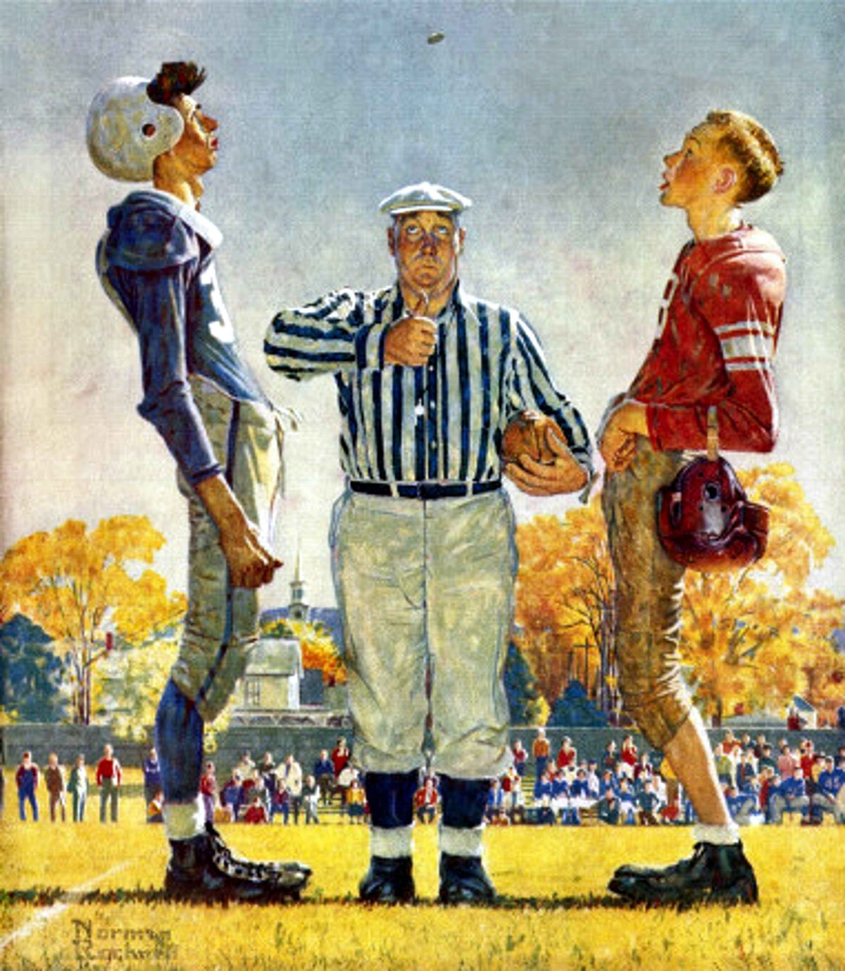 Coin Toss 1950 - Norman Rockwell Print - Heavy Cardstock - Matte Print