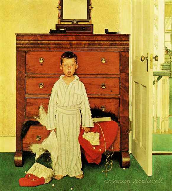 Discovering Santa 1956 - Norman Rockwell Print - Heavy Cardstock - Matte Print