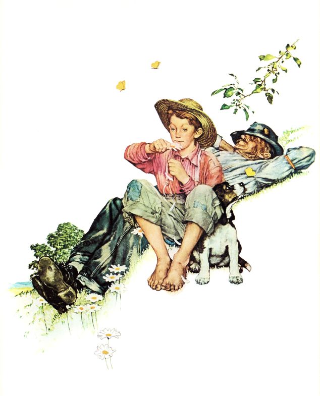 Four Seasons Calendar Grandpa and Me In Summer 1948 - Norman Rockwell Print - Heavy Cardstock - Matte Print