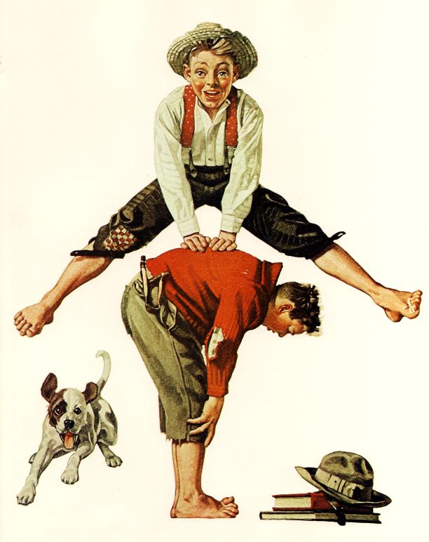 Leapfrog 1919 - Norman Rockwell Print - Heavy Cardstock - Matte Print