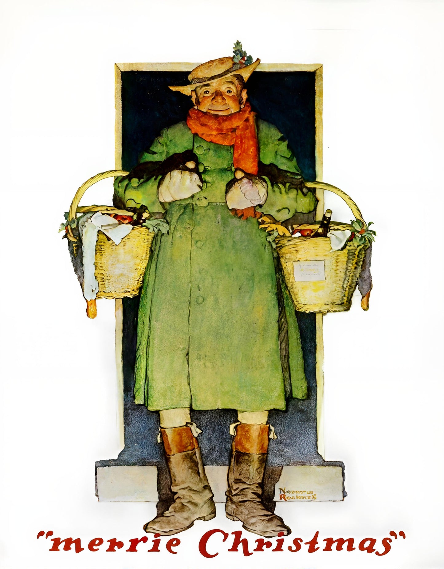 Merrie Christmas 1923 - Norman Rockwell Print - Heavy Cardstock - Matte Print