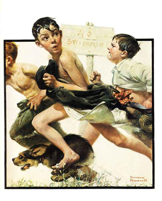 No Swimming 1921 - Norman Rockwell Print - Heavy Cardstock - Matte Print