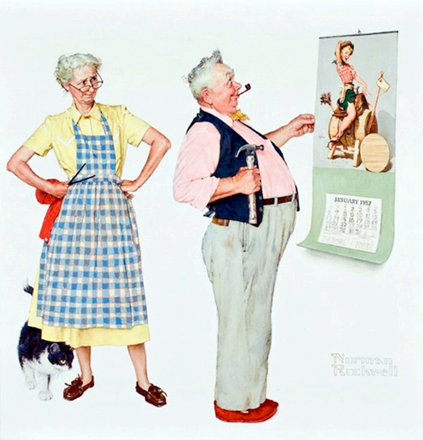 The Calendar 1956 - Norman Rockwell Print - Heavy Cardstock - Matte Print