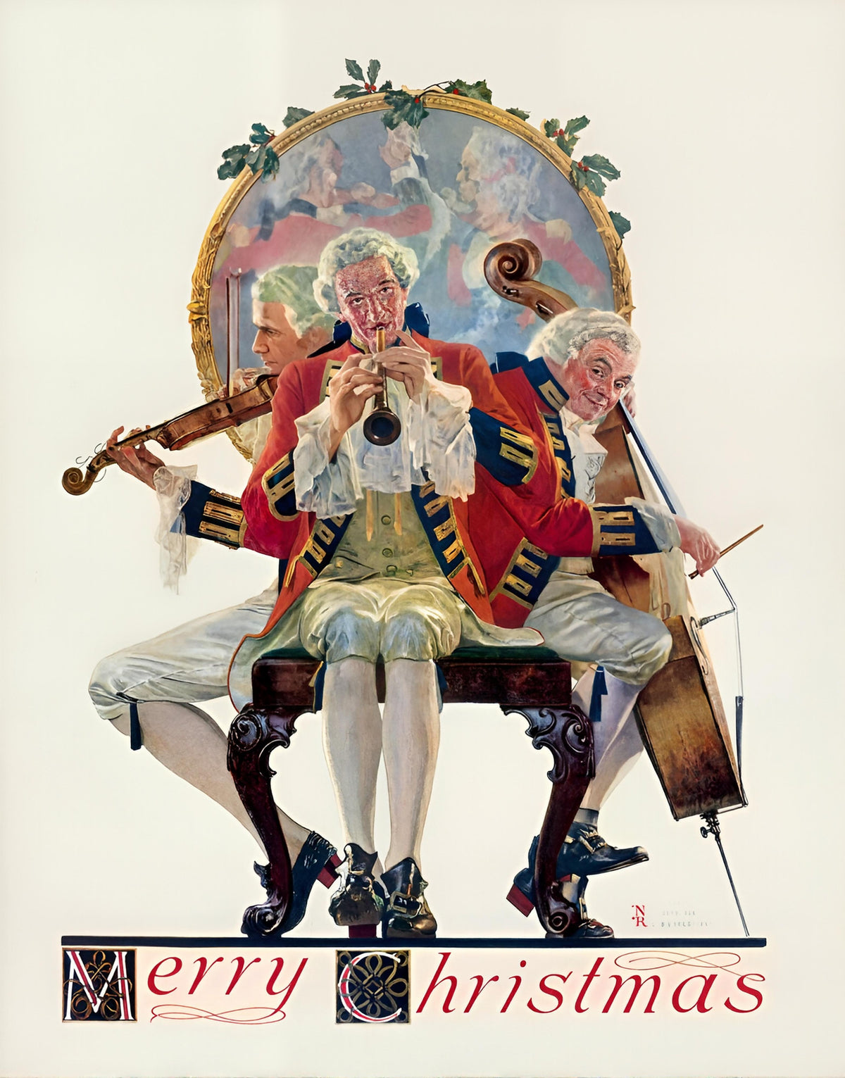 Merry Christmas Trio – 1928 Holiday Musicians - Norman Rockwell Print - Heavy Cardstock - Matte Print