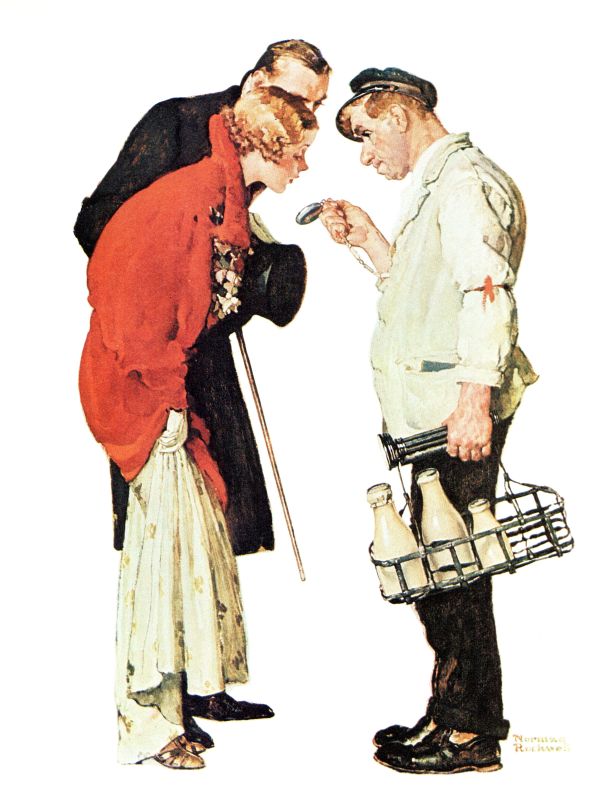 The Milkman And The Young Couple 1935 - Norman Rockwell Print - Heavy Cardstock - Matte Print