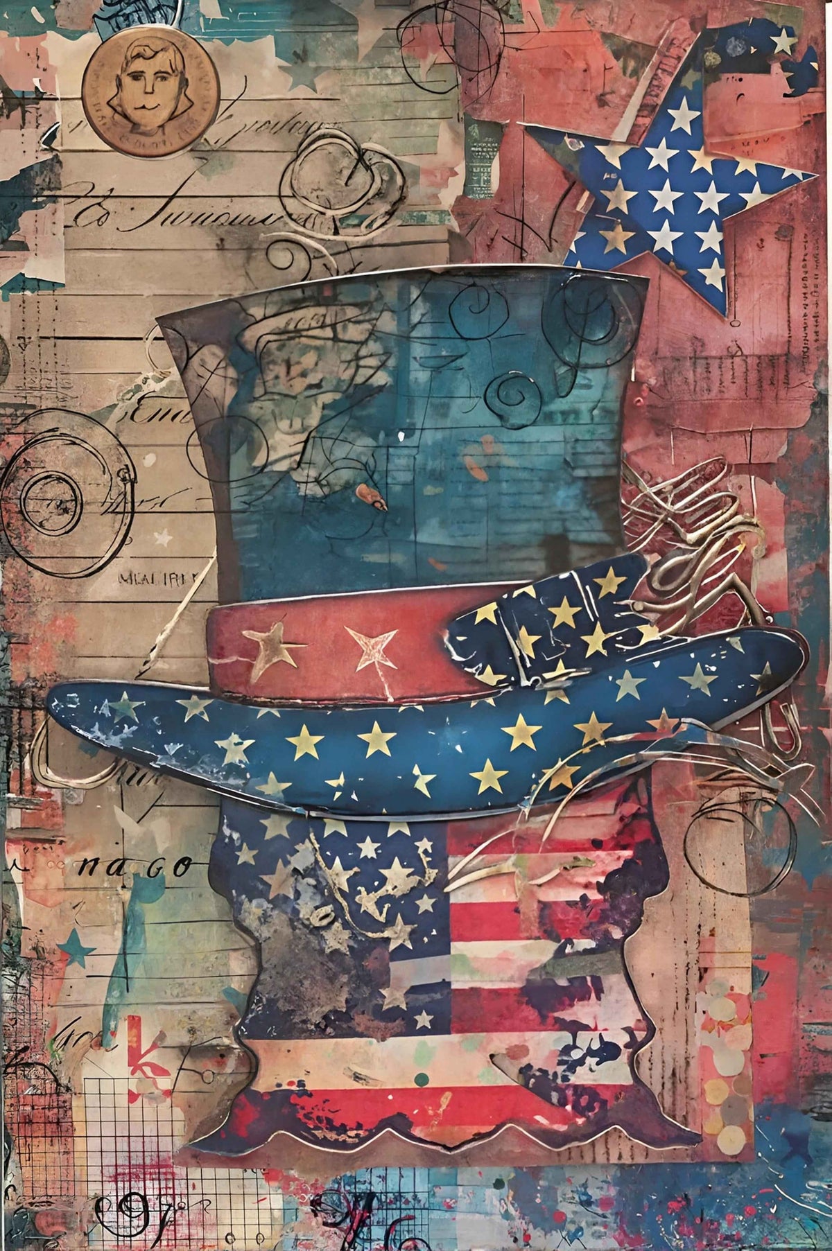 Star-Spangled Crown - Watercolor - 250th Anniversary Patriotic Portrait Print - Heavy Cardstock - Matte Print