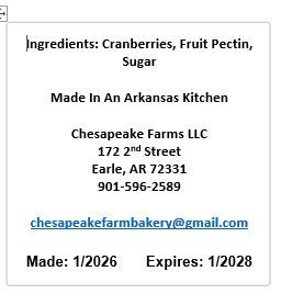Cranberry Jam – 8 oz Jar – Organically Sourced – Small Batch – Holiday - Ready Gif - Chesapeake Farms LLC - Gourmet Jams/Jellies & Coffee - Original Artworks - Antiques