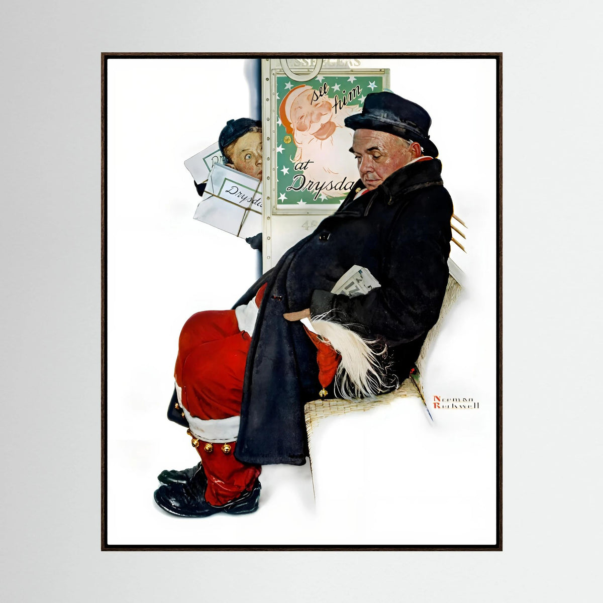 Norman Rockwell “Off Duty Santa” 1940 Vintage Christmas Art Print