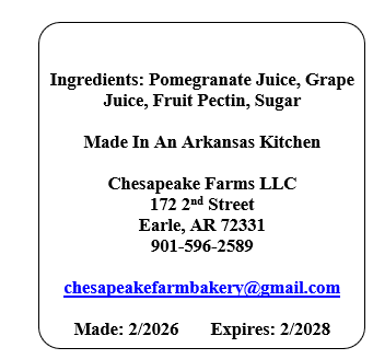 Pomegranate Grape Jelly – 8 oz Jar | Organic, Arkansas - Grown | Sweet - Tart Spread - Chesapeake Farms LLC - Gourmet Jams/Jellies & Coffee - Original Artworks - Antiques