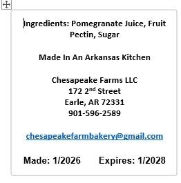 Pomegranate Jelly – 8 oz Jar | Organically Sourced Small - Batch | Seasonal Fruit - Chesapeake Farms LLC - Gourmet Jams/Jellies & Coffee - Original Artworks - Antiques
