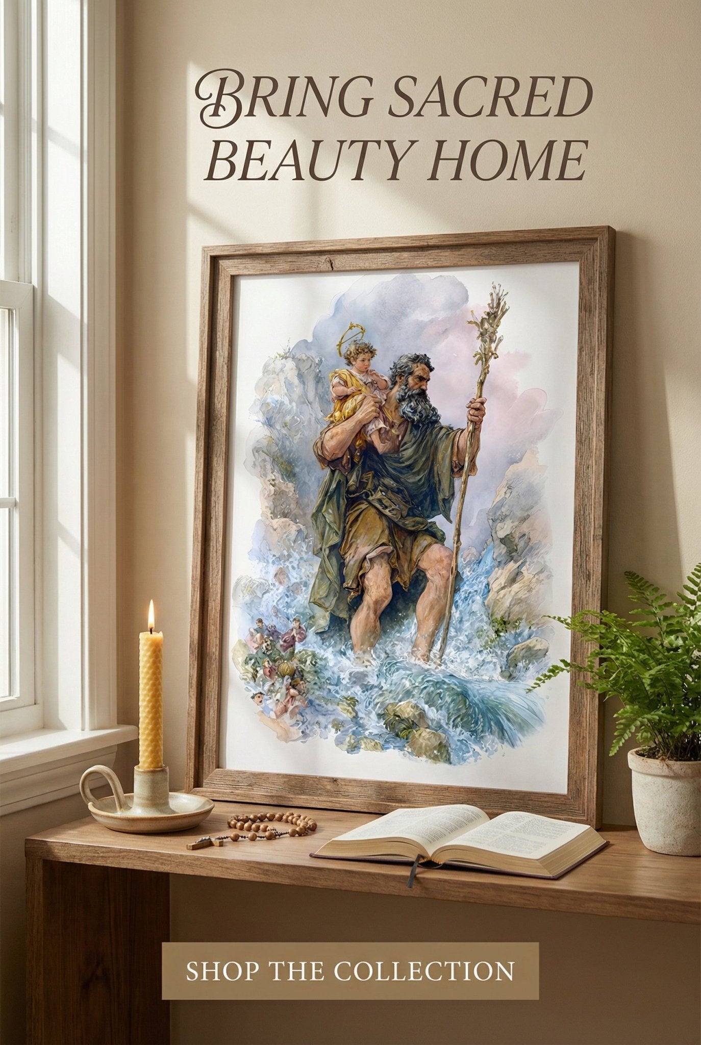 Saint Christopher Crossing River - Digital Wall Art – Instant Download - Chesapeake Farms LLC - Gourmet Jams/Jellies & Coffee - Original Artworks - Antiques