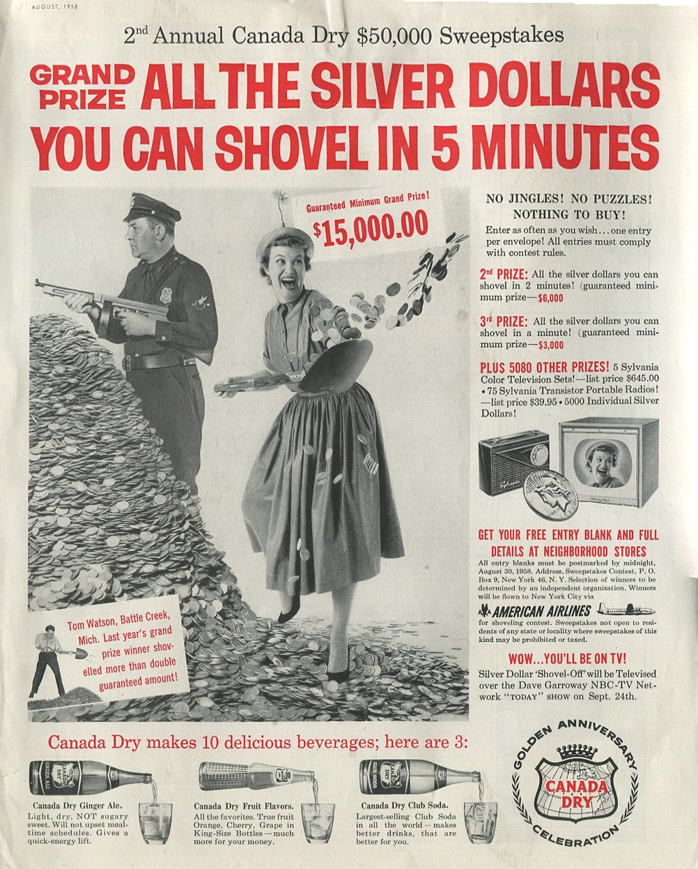 Antique Canada Dry Advertisements – Complete 10‑Ad Collection (1930s–1960s) – Original Vintage Prints - Lot #1