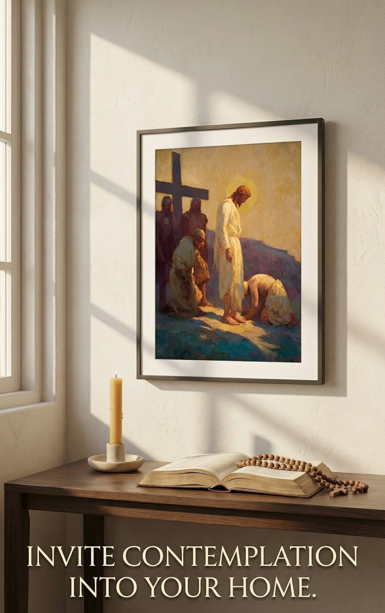 10th Station of the Cross - Jesus Is Stripped of His Garments - 8in x 10in Matted to 11in x 14in in Black Mats - Chesapeake Farms LLC - Gourmet Jams/Jellies & Coffee - Original Artworks - Antiques