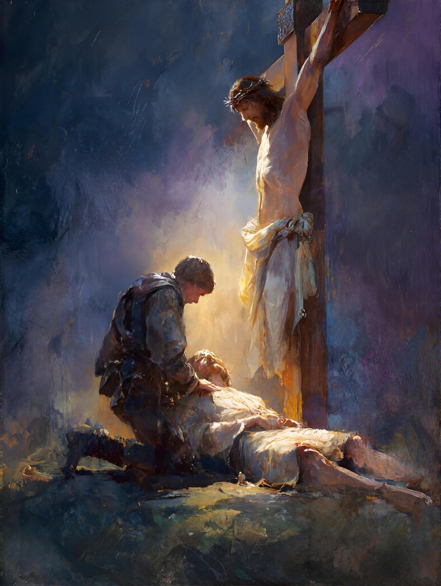 11th Station of the Cross - Jesus Is Nailed to the Cross - 8in x 10in Matted to 11in x 14in in Black Mats - Chesapeake Farms LLC - Gourmet Jams/Jellies & Coffee - Original Artworks - Antiques