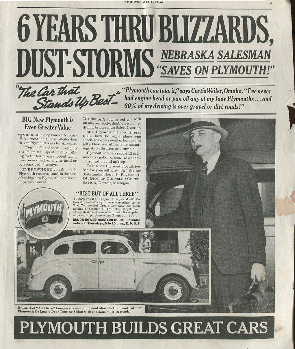 Vintage Plymouth Automobile Print Ads – Collection of 30 Original Magazine Advertisements (1934–1974) - Lot #1