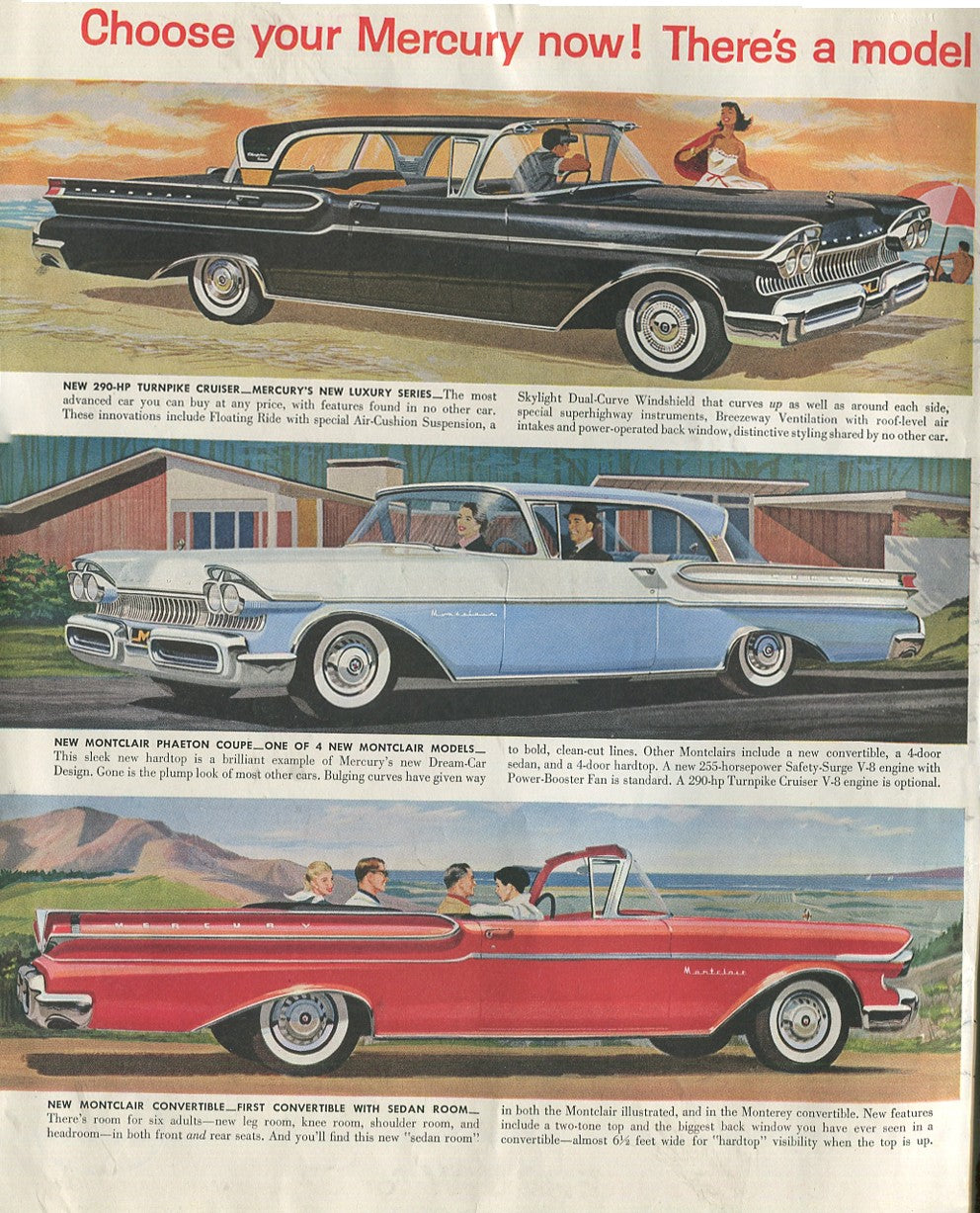 Lincoln & Mercury Vintage Advertising Collection – 60 Original Magazine Ads (1930–1974) – Continental, Capri, Cougar, Montego, Comet & More - Lot #1