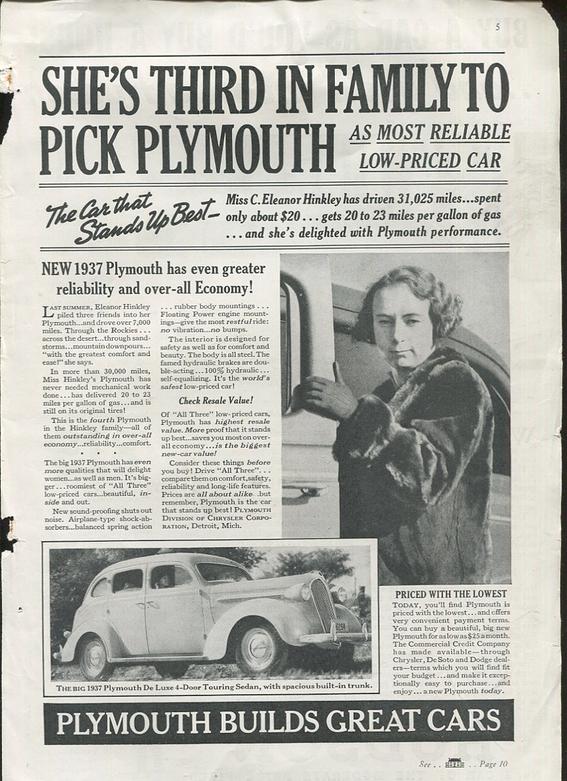 Vintage Plymouth Automobile Print Ads – Collection of 30 Original Magazine Advertisements (1934–1974) - Lot #1