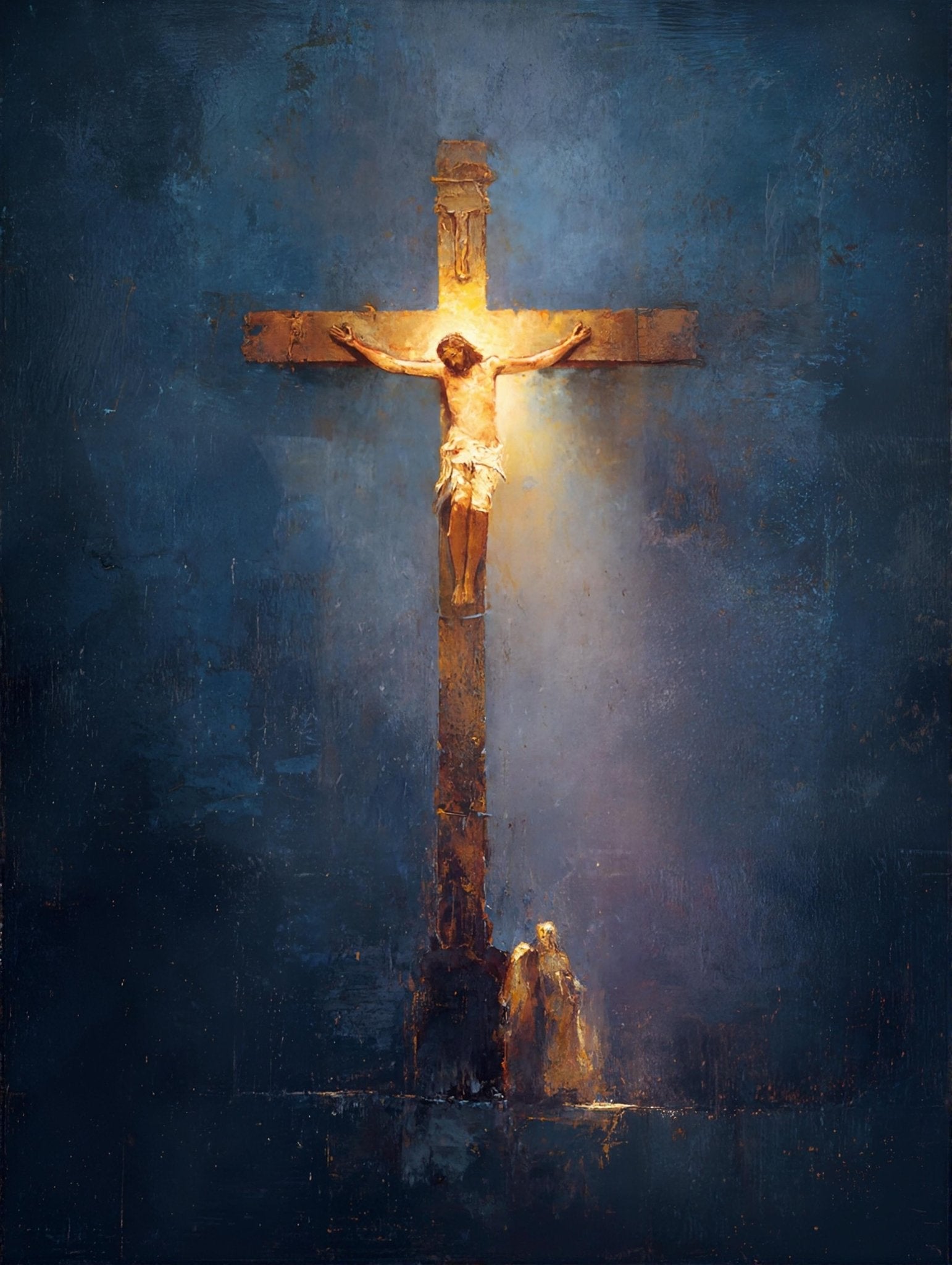 12th Station of the Cross - Jesus Dies on the Cross - 8in x 10in Matted to 11in x 14in in Black Mats - Chesapeake Farms LLC - Gourmet Jams/Jellies & Coffee - Original Artworks - Antiques
