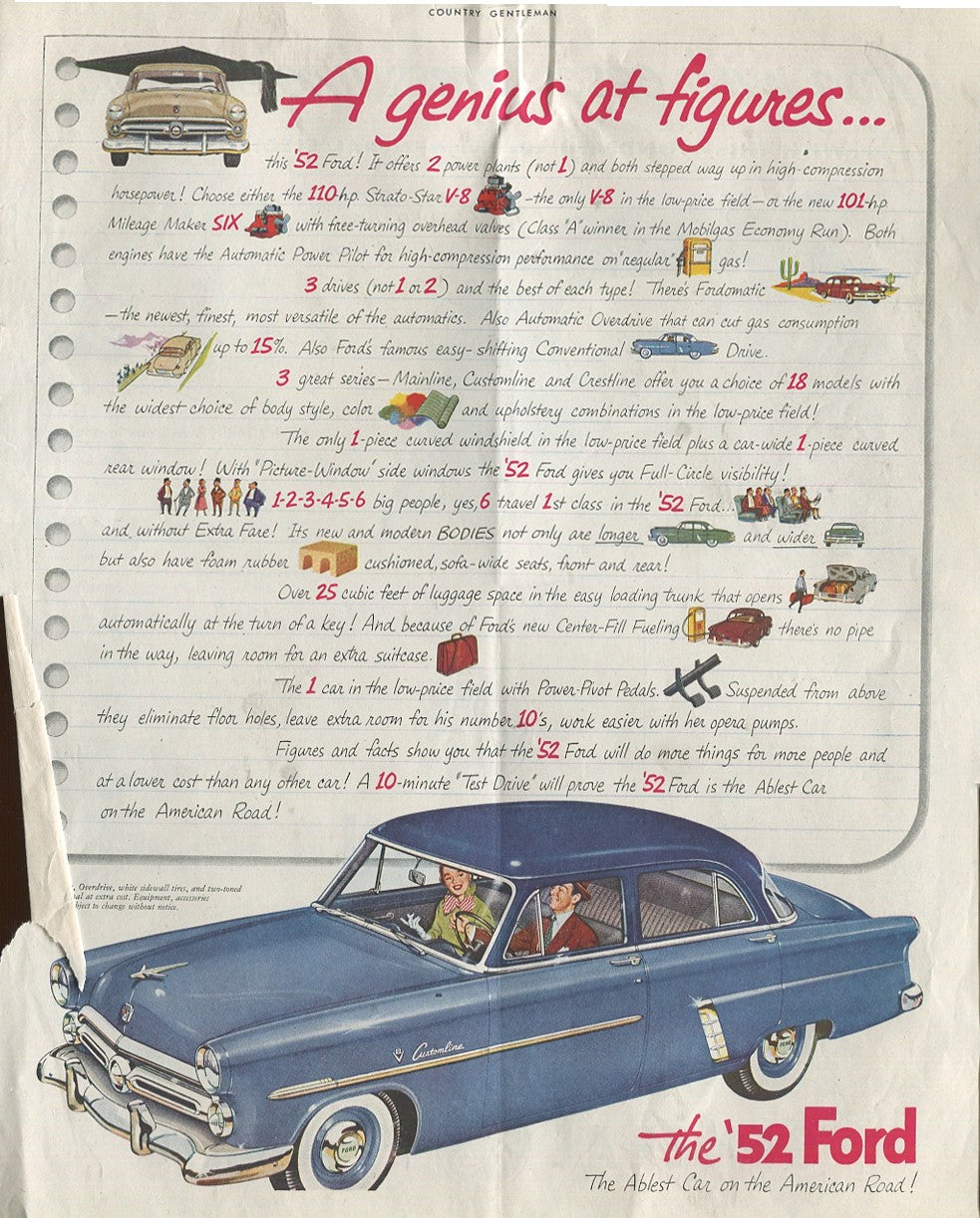 Antique Ford & Mercury Advertisements Collection – 1920s–1980s – 100 Original Vintage Automotive Ads - Lot #1