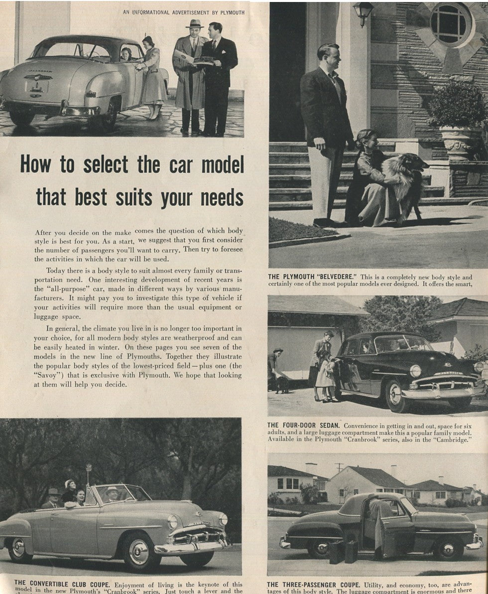 Vintage Plymouth Automobile Print Ads – Collection of 30 Original Magazine Advertisements (1934–1974) - Lot #1
