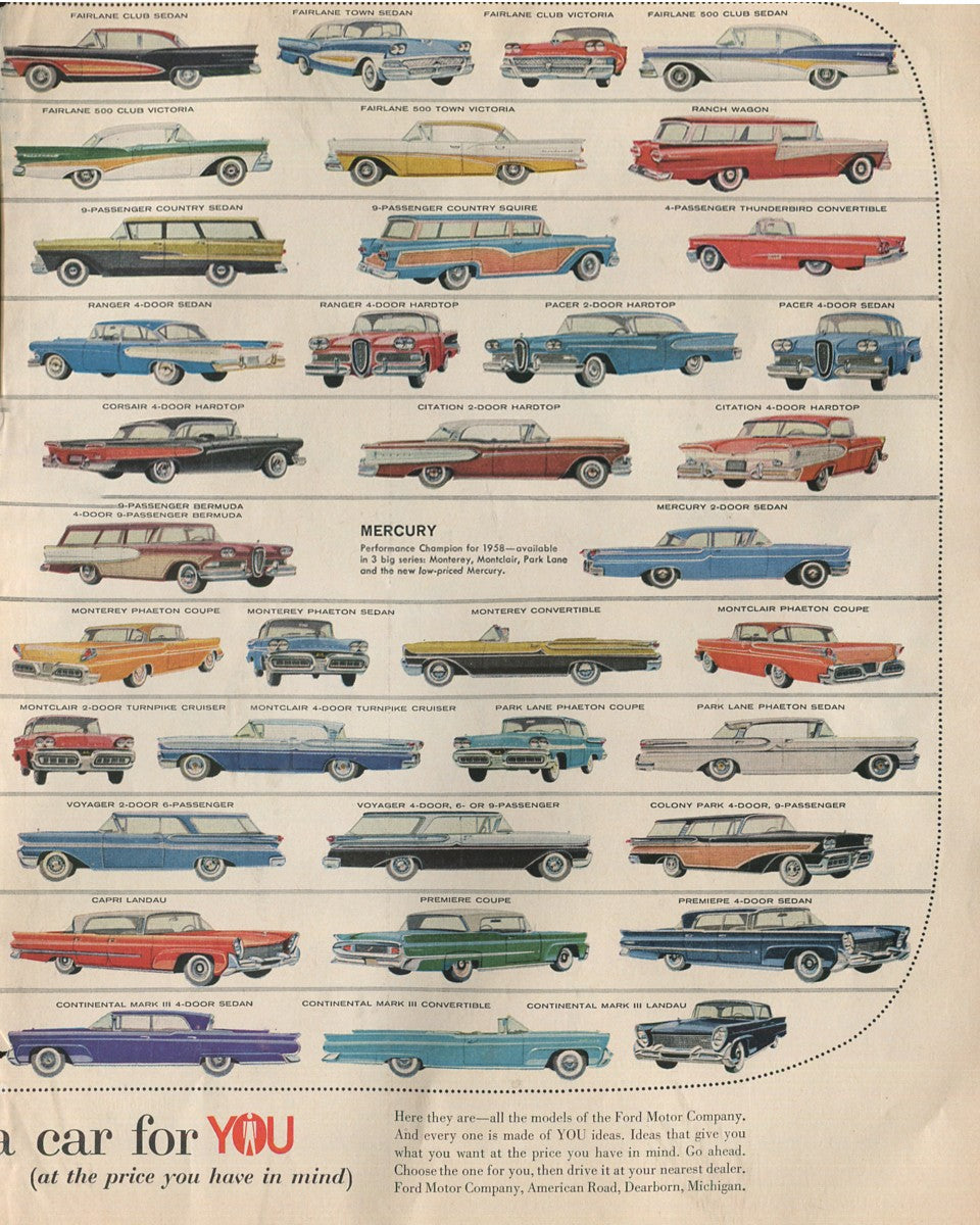 Antique Ford & Mercury Advertisements Collection – 1920s–1980s – 100 Original Vintage Automotive Ads - Lot #1