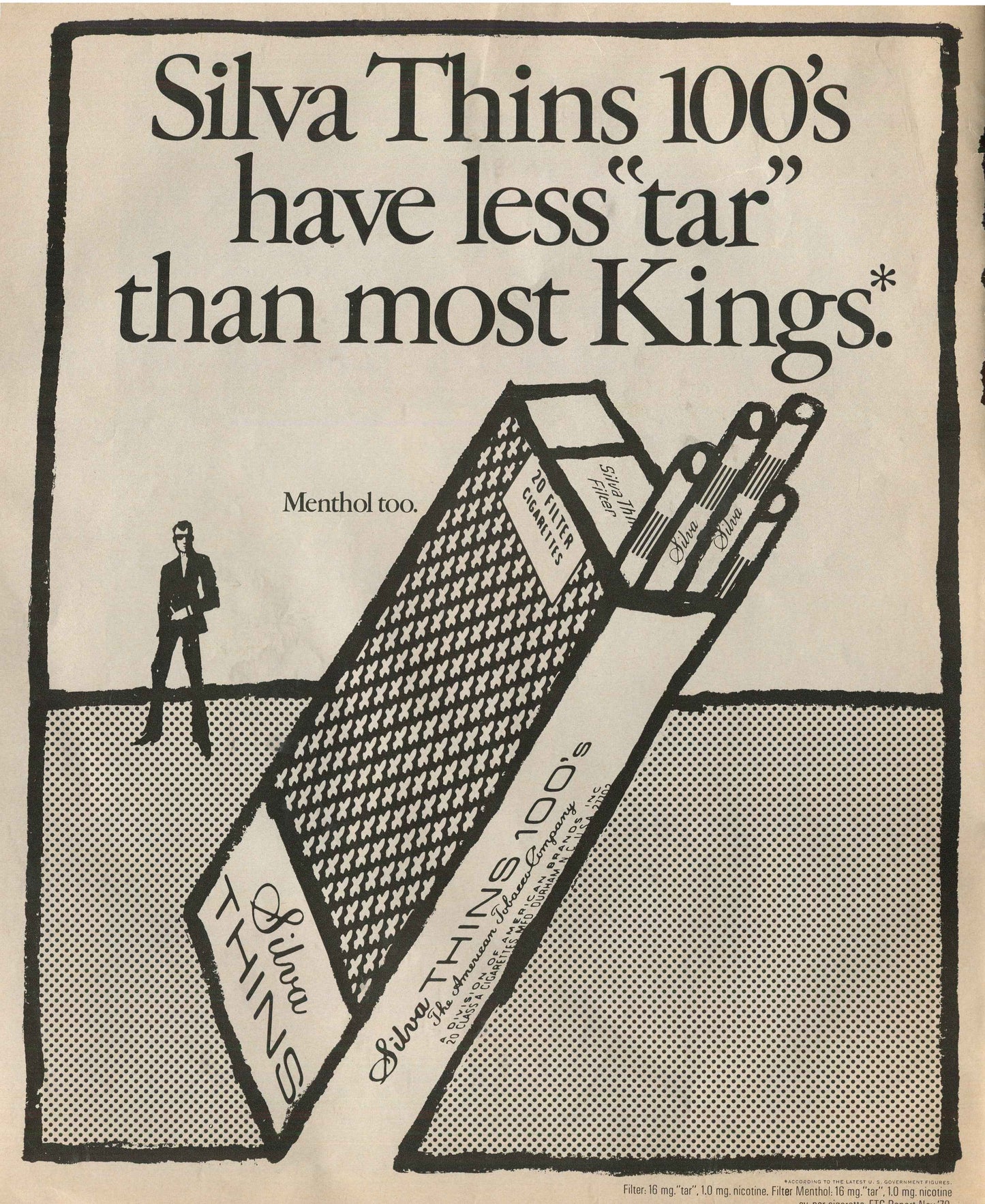 Antique Advertisements – Silva Thins Cigarettes – Set of 10 Original Ads – 1970s – Lot #1