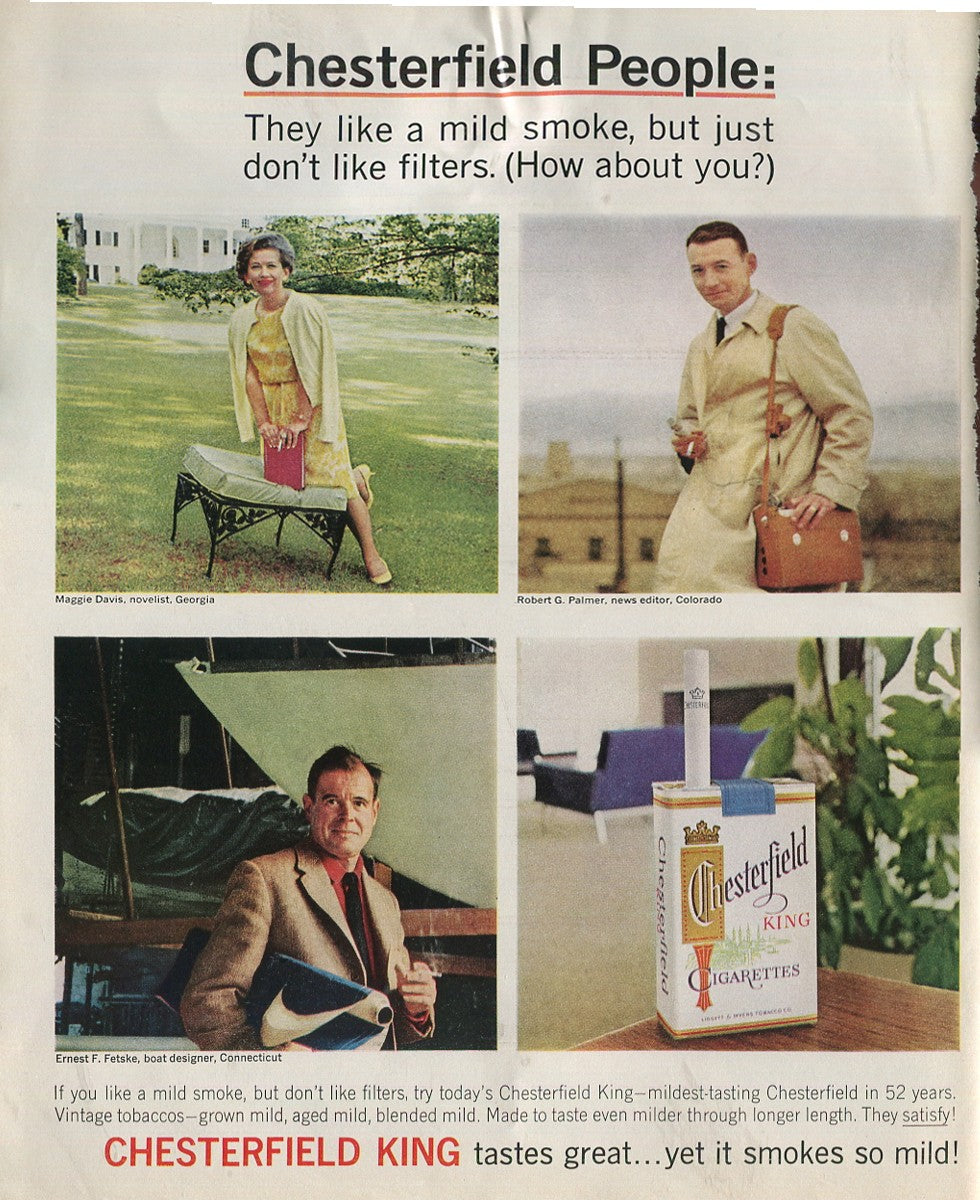 Antique Chesterfield Cigarette Advertisements – 20‑Piece Vintage Magazine Collection (1937–1965) – Lot #1