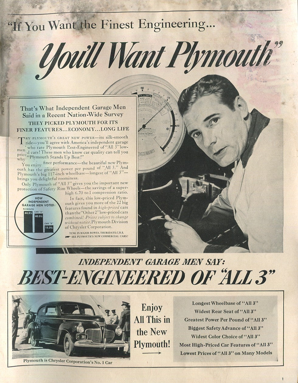 Vintage Plymouth Automobile Print Ads – Collection of 30 Original Magazine Advertisements (1934–1974) - Lot #1