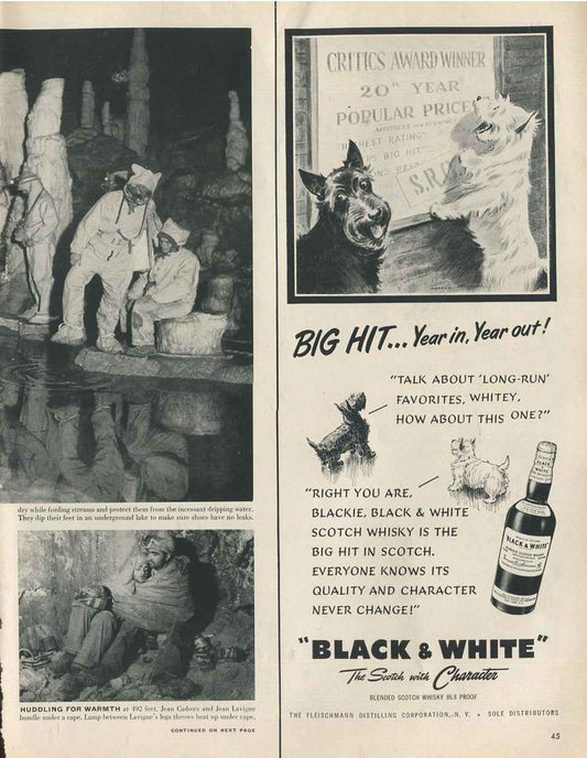 Antique Black & White Blended Scotch Whiskey Advertisements – Set of 10 (1930s–1950s) – Original Vintage Ads