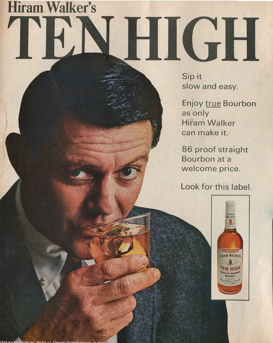 Antique Hiram Walker Whiskey Advertisements – 10‑Piece Vintage Magazine Ad Collection (1930s–1960s) #1