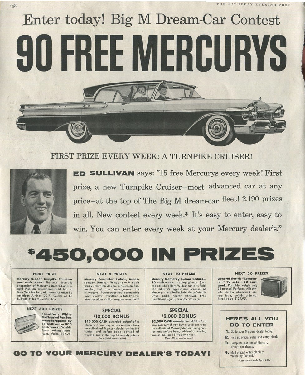 Lincoln & Mercury Vintage Advertising Collection – 60 Original Magazine Ads (1930–1974) – Continental, Capri, Cougar, Montego, Comet & More - Lot #1