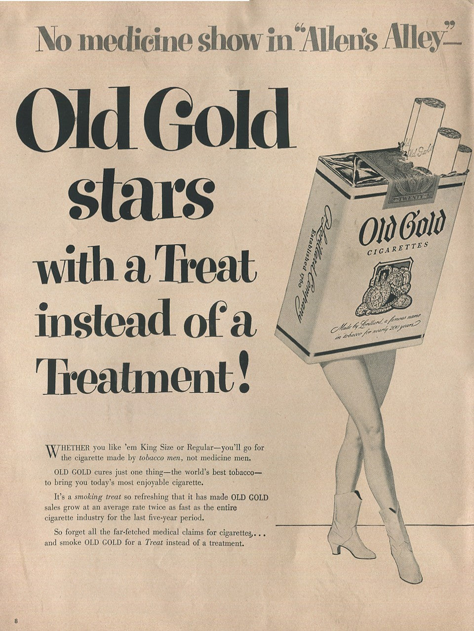 Antique Old Gold Cigarette Advertisements – 10 Original Magazine Ads (1940s–1970s) – Lot #1